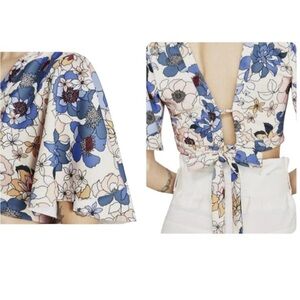 Zara bell sleeve floral blouse